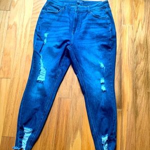 Wax Jeans with GREAT stretch… blue with distressing throughout. 2% spandex. NWOT